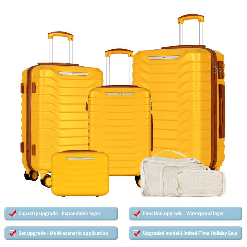 UUH Luggage Sets(3Pcs/4Pcs/6Pcs/7Pcs/8Pcs/9Pcs) with TSA Locks - Suitcase for Travel, Hardshell Luggage TSA Lock Spinner Wheels Hardshell Lightweight