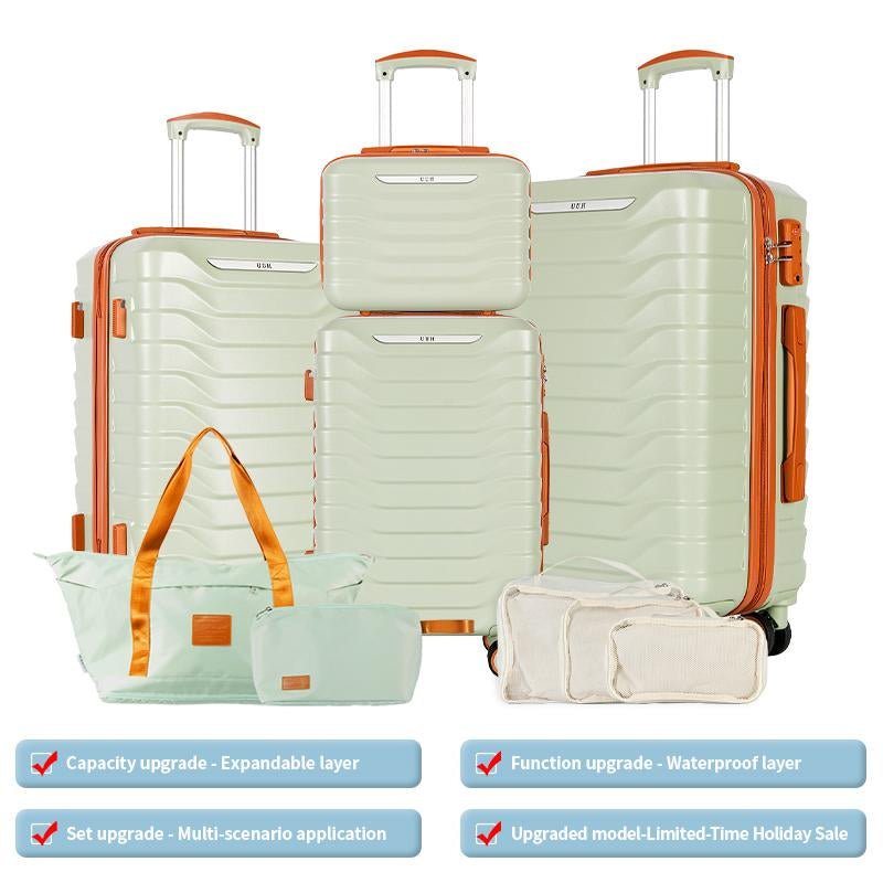 UUH Luggage Sets(3Pcs/4Pcs/6Pcs/7Pcs/8Pcs/9Pcs) with TSA Locks - Suitcase for Travel, Hardshell Luggage TSA Lock Spinner Wheels Hardshell Lightweight