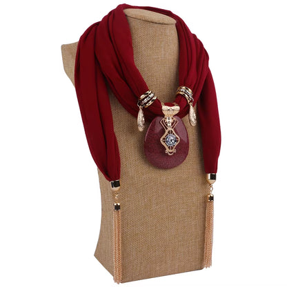 Tassel Wrap Scarf with pendant