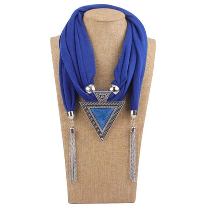 Tassel Wrap Scarf with pendant