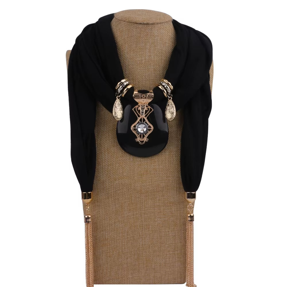 Tassel Wrap Scarf with pendant