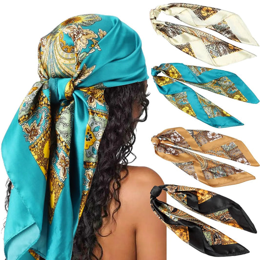 Satin head scarves 4Pcs 