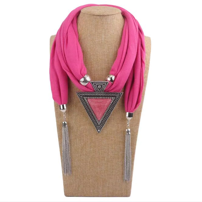 Tassel Wrap Scarf with pendant