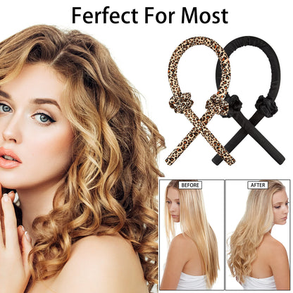 2Pcs Heatless Curling Set for Long Hair No Heat Curler Rod Headband Silk Ribbon Soft Foam Hair Rollers with Hair Clips Scrunchie Rubber Band