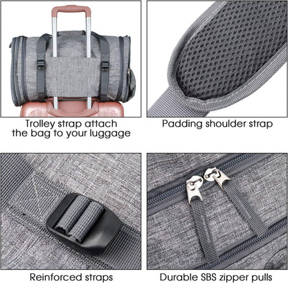 Foldable Sports Gym Bag with Wet Bag & Shoes Compartment, Travel Duffel for Men and Women