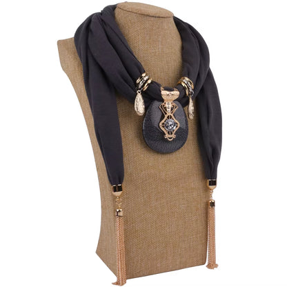 Tassel Wrap Scarf with pendant
