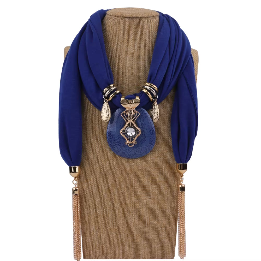 Tassel Wrap Scarf with pendant