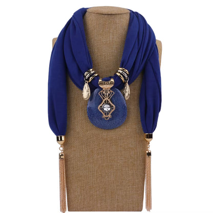 Tassel Wrap Scarf with pendant