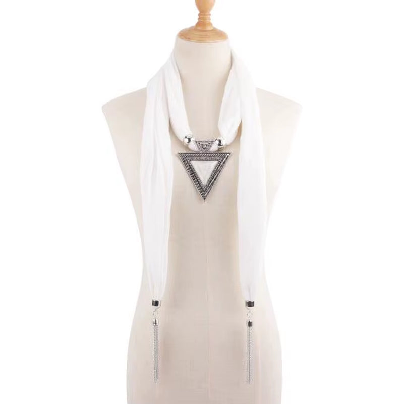 Tassel Wrap Scarf with pendant