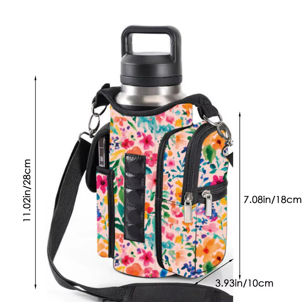 Portable Magnetic Gym Water Bottle Bag Fitness Bottle Pouch Sling Bag Magnetic Gym Bottle Organizer Pouch with Phone Pocket