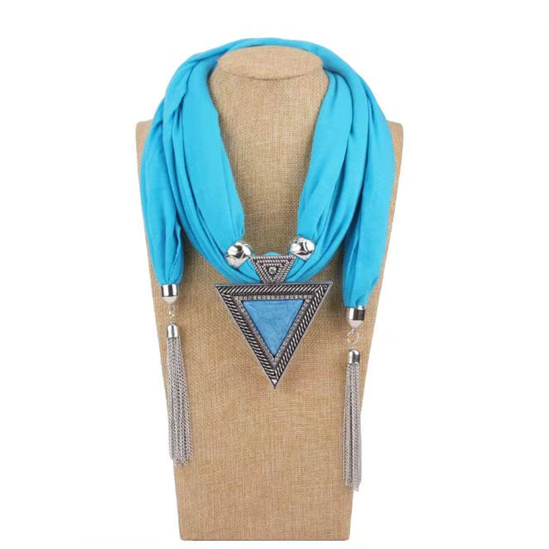 Tassel Wrap Scarf with pendant