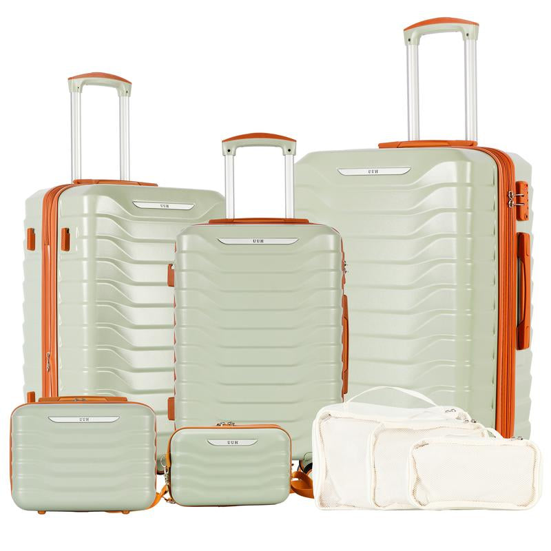 UUH Luggage Sets(3Pcs/4Pcs/6Pcs/7Pcs/8Pcs/9Pcs) with TSA Locks - Suitcase for Travel, Hardshell Luggage TSA Lock Spinner Wheels Hardshell Lightweight