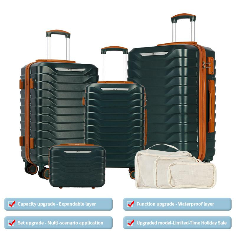 UUH Luggage Sets(3Pcs/4Pcs/6Pcs/7Pcs/8Pcs/9Pcs) with TSA Locks - Suitcase for Travel, Hardshell Luggage TSA Lock Spinner Wheels Hardshell Lightweight