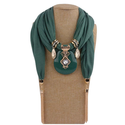 Tassel Wrap Scarf with pendant
