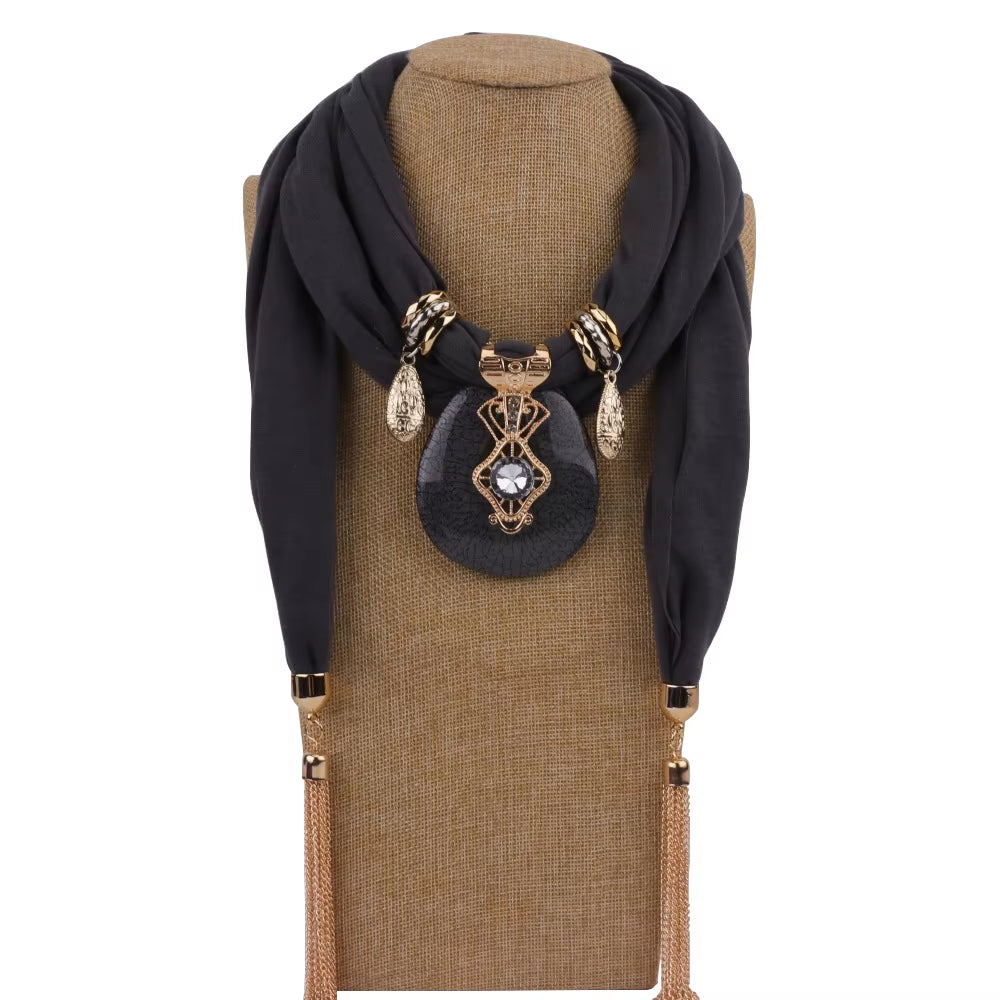 Tassel Wrap Scarf with pendant