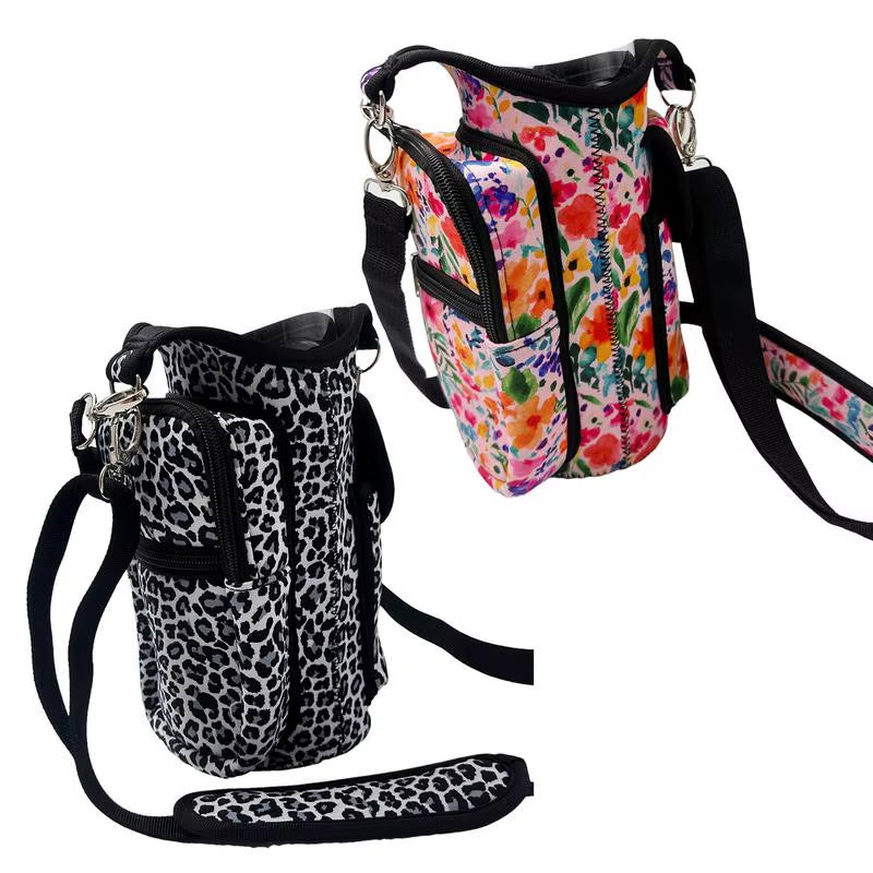 Portable Magnetic Gym Water Bottle Bag Fitness Bottle Pouch Sling Bag Magnetic Gym Bottle Organizer Pouch with Phone Pocket
