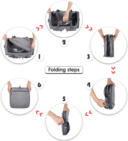 Foldable Sports Gym Bag with Wet Bag & Shoes Compartment, Travel Duffel for Men and Women
