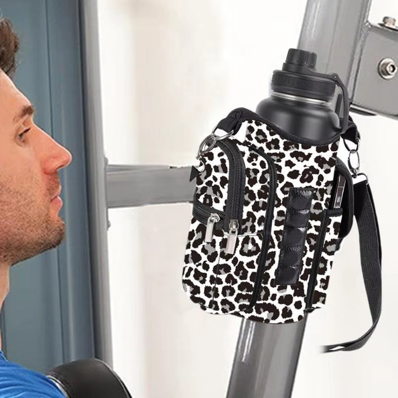Portable Magnetic Gym Water Bottle Bag Fitness Bottle Pouch Sling Bag Magnetic Gym Bottle Organizer Pouch with Phone Pocket