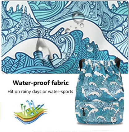 Waterproof Drawstring Bag, Gym Bag Sackpack Sports Beach Backpack for Men Women
