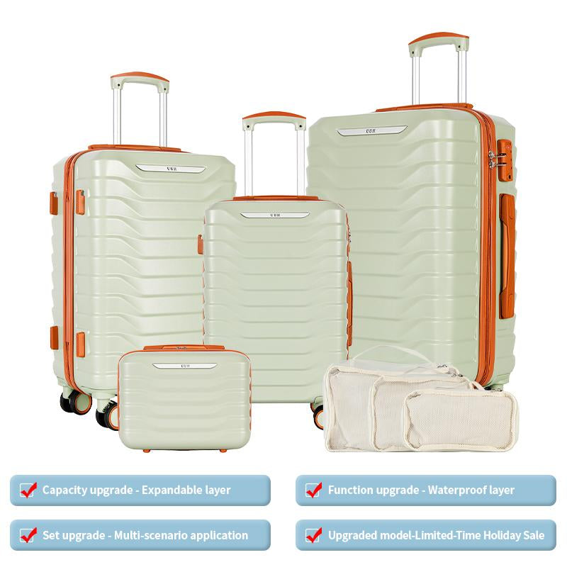 UUH Luggage Sets(3Pcs/4Pcs/6Pcs/7Pcs/8Pcs/9Pcs) with TSA Locks - Suitcase for Travel, Hardshell Luggage TSA Lock Spinner Wheels Hardshell Lightweight