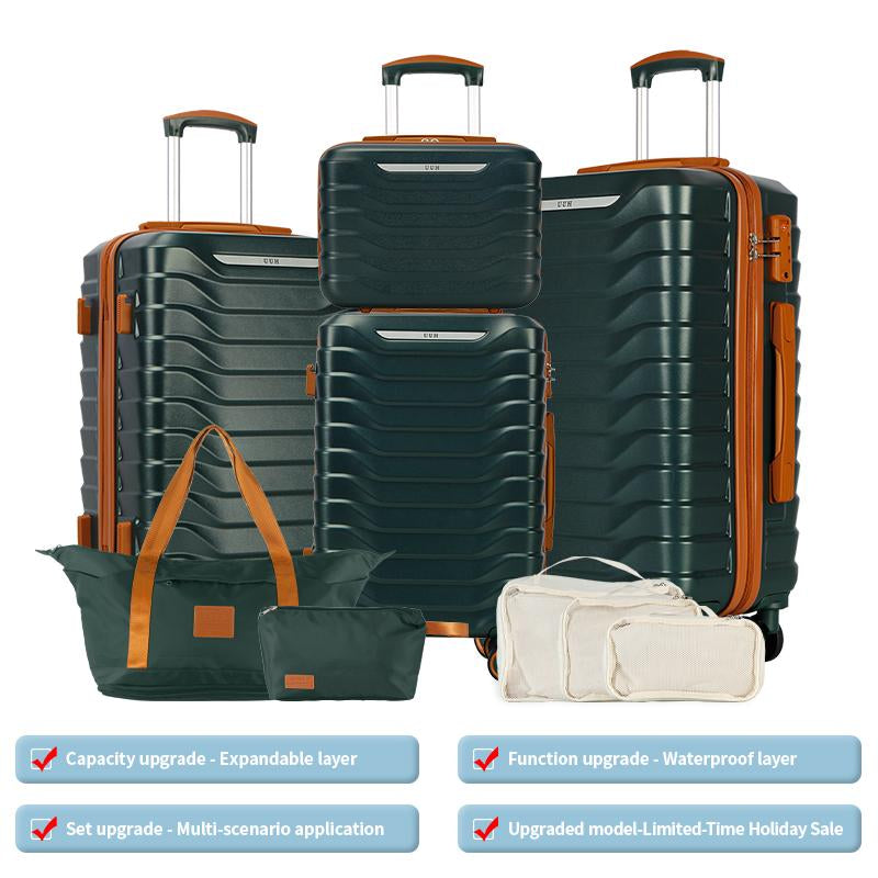 UUH Luggage Sets(3Pcs/4Pcs/6Pcs/7Pcs/8Pcs/9Pcs) with TSA Locks - Suitcase for Travel, Hardshell Luggage TSA Lock Spinner Wheels Hardshell Lightweight