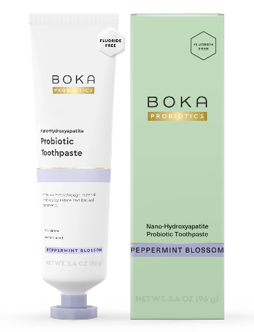 Boka Probiotic Toothpaste, Nano Hydroxyapatite Peppermint Blossom, 3.4Oz