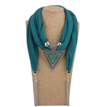 Tassel Wrap Scarf with pendant