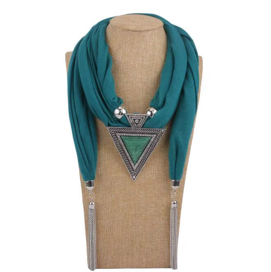 Tassel Wrap Scarf with pendant