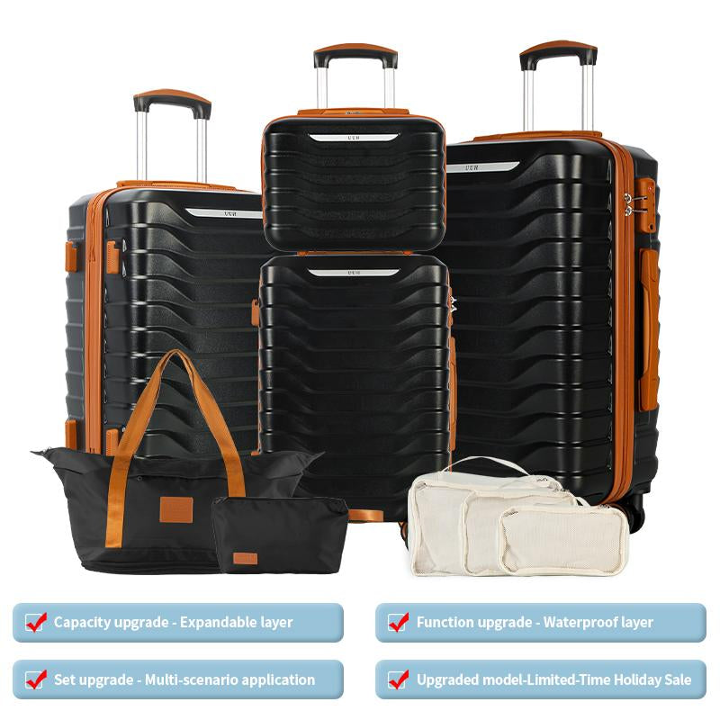 UUH Luggage Sets(3Pcs/4Pcs/6Pcs/7Pcs/8Pcs/9Pcs) with TSA Locks - Suitcase for Travel, Hardshell Luggage TSA Lock Spinner Wheels Hardshell Lightweight