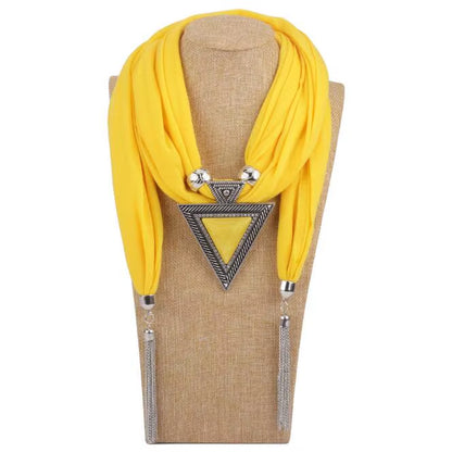 Tassel Wrap Scarf with pendant