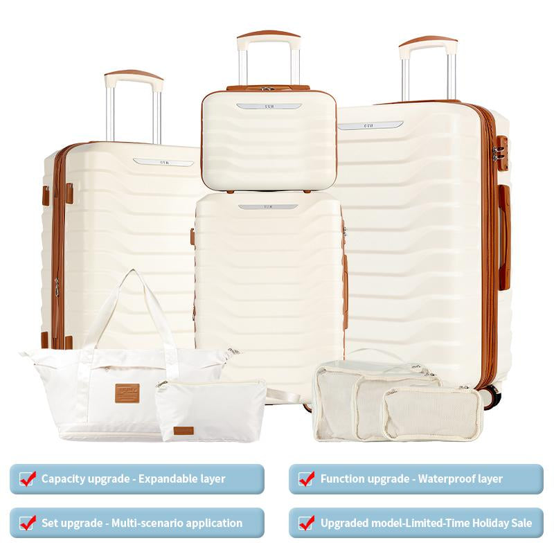 UUH Luggage Sets(3Pcs/4Pcs/6Pcs/7Pcs/8Pcs/9Pcs) with TSA Locks - Suitcase for Travel, Hardshell Luggage TSA Lock Spinner Wheels Hardshell Lightweight