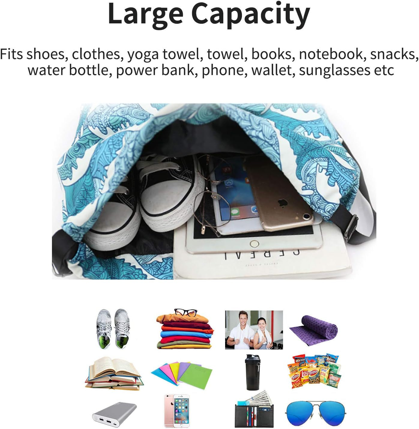 Waterproof Drawstring Bag, Gym Bag Sackpack Sports Beach Backpack for Men Women