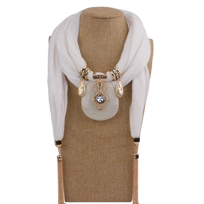 Tassel Wrap Scarf with pendant
