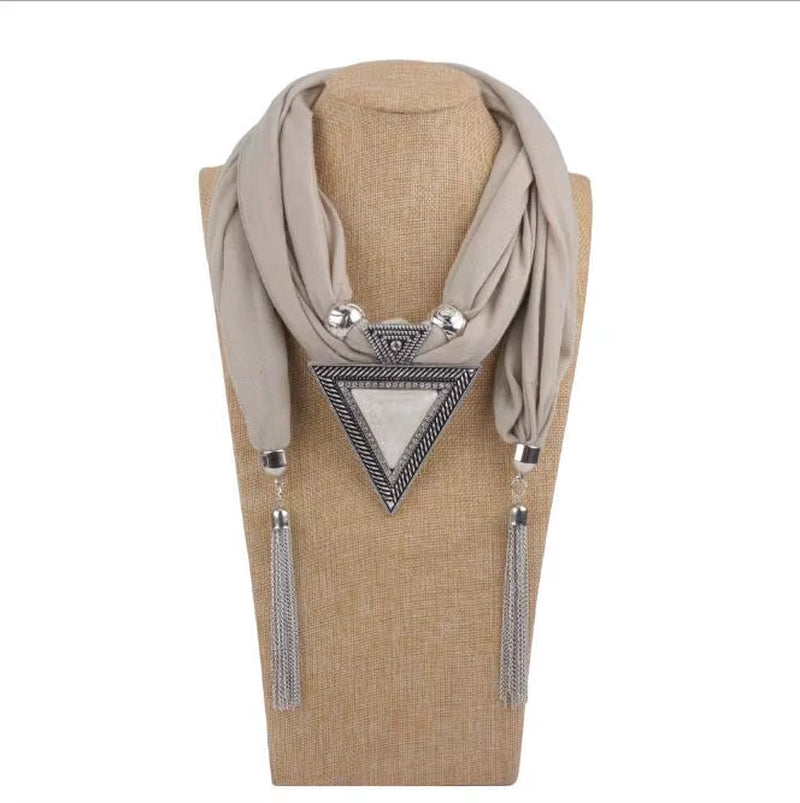 Tassel Wrap Scarf with pendant