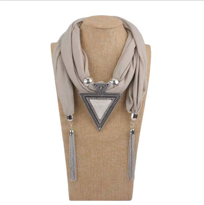 Tassel Wrap Scarf with pendant