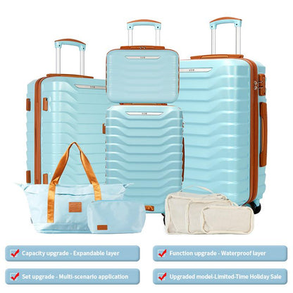 UUH Luggage Sets(3Pcs/4Pcs/6Pcs/7Pcs/8Pcs/9Pcs) with TSA Locks - Suitcase for Travel, Hardshell Luggage TSA Lock Spinner Wheels Hardshell Lightweight