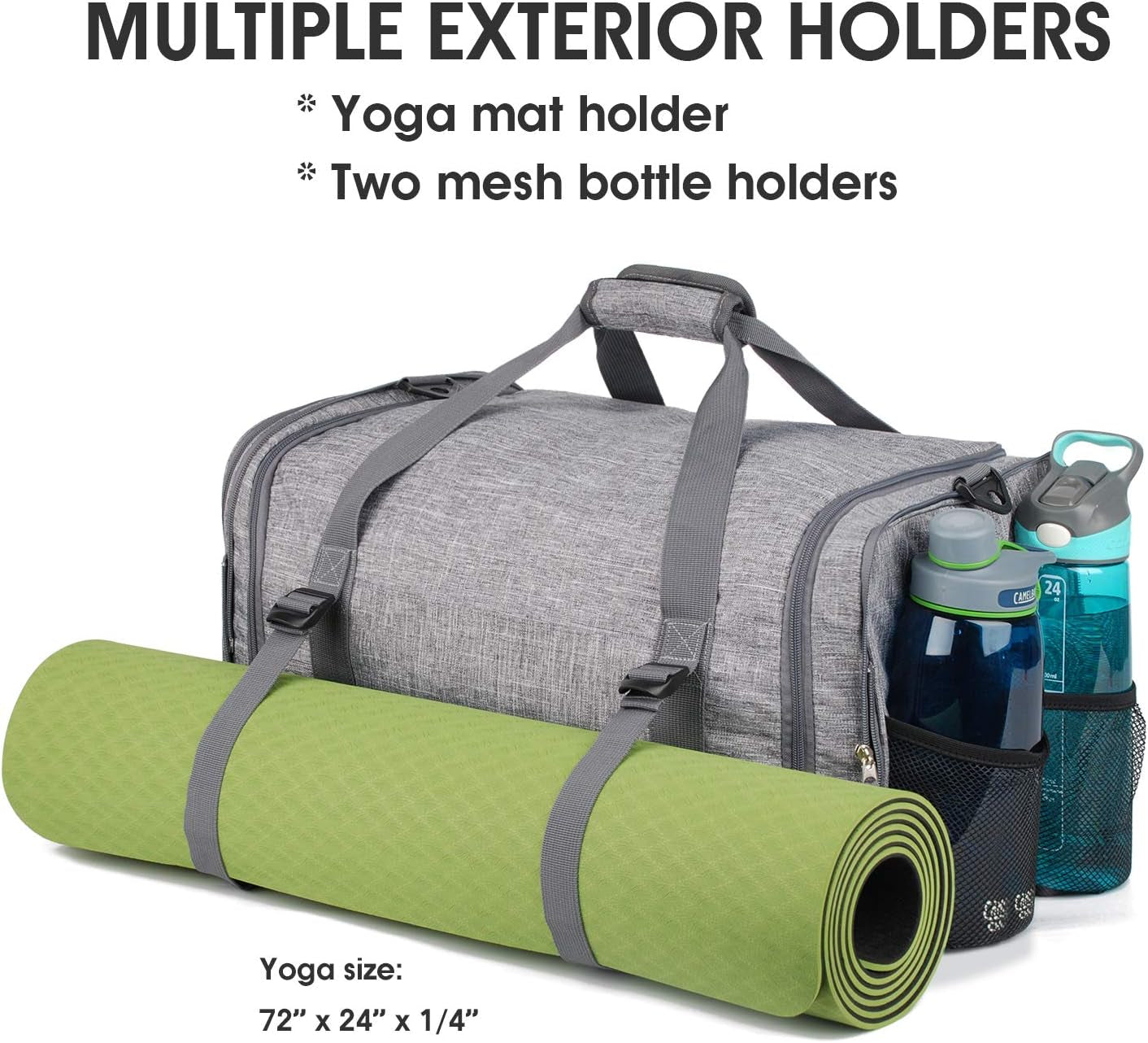 Foldable Sports Gym Bag with Wet Bag & Shoes Compartment, Travel Duffel for Men and Women
