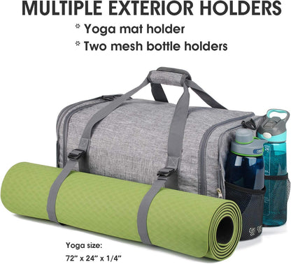 Foldable Sports Gym Bag with Wet Bag & Shoes Compartment, Travel Duffel for Men and Women