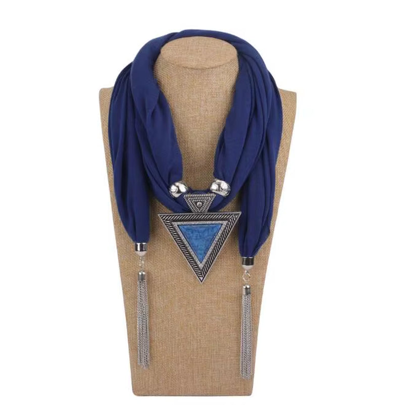 Tassel Wrap Scarf with pendant